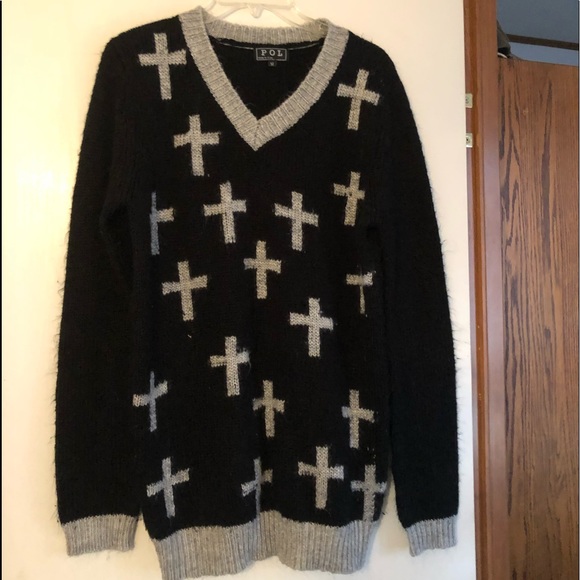 Pol Sweaters | Pol -Sweater with Crosses | Color: Black/White | Size: M | Sherianns's Closet